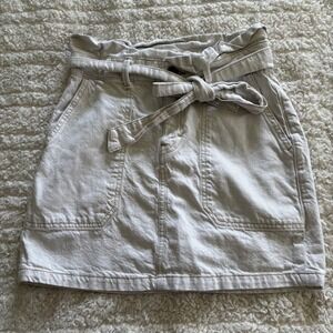 Free People Splendor In The Grass Skirt in Oatmeal Paperbag Waist Cotton Sz 2